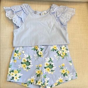Floral Kids Shorts in Light Blue